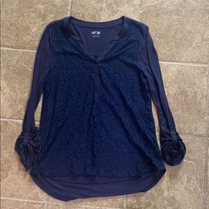 Navy lace detail top medium